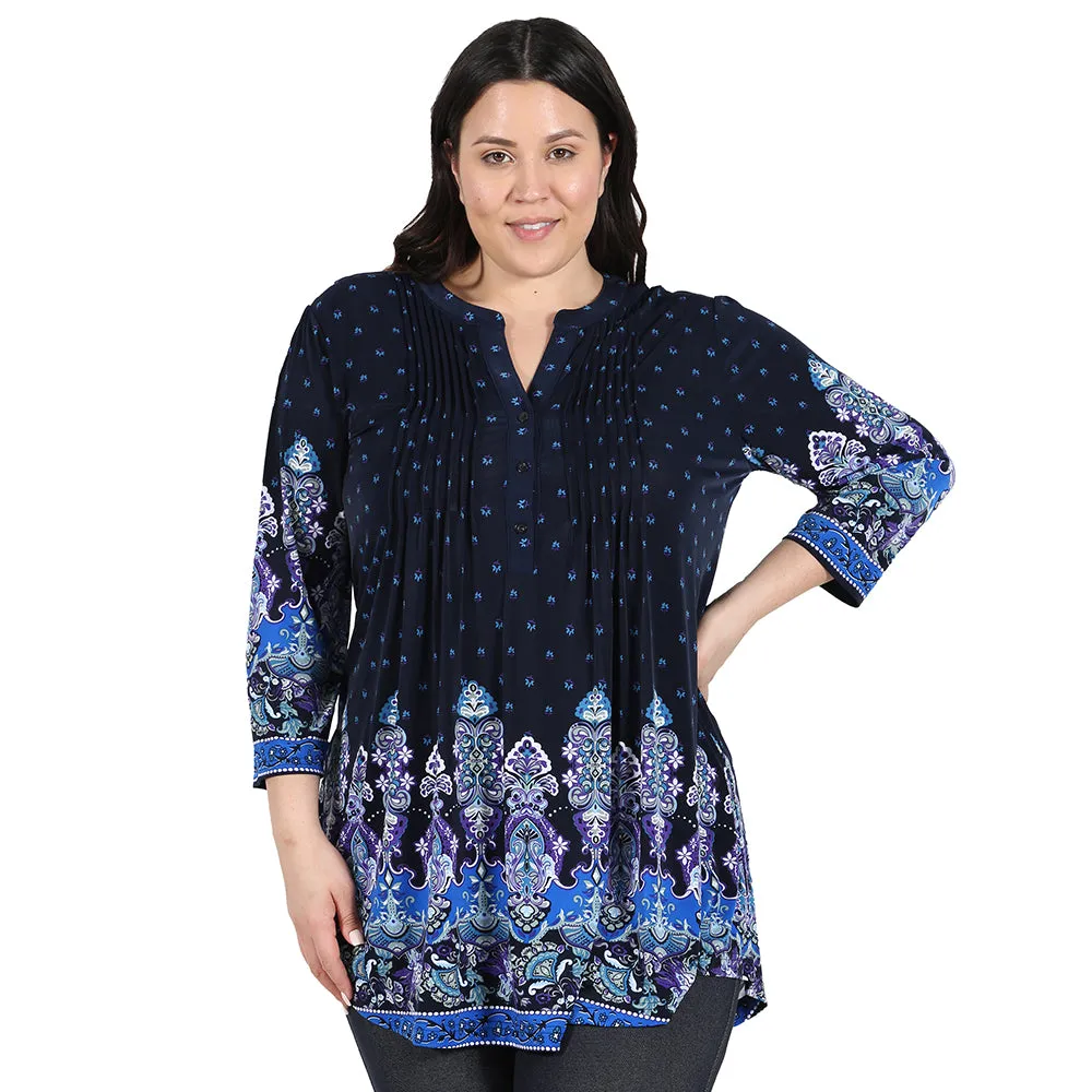 Plus Size La Cera Renaissance Paisley Print Tunic