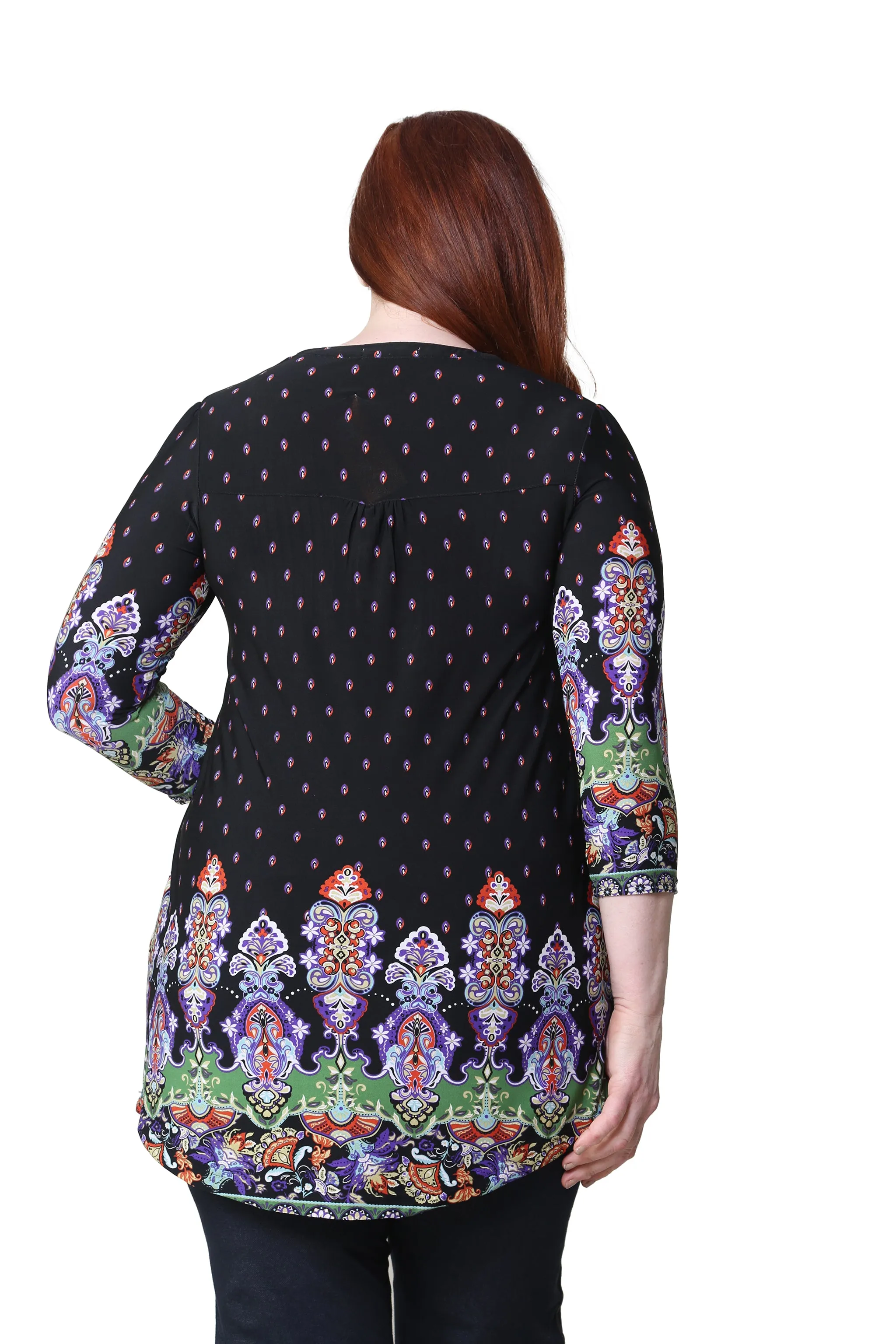 Plus Size La Cera Renaissance Paisley Print Tunic