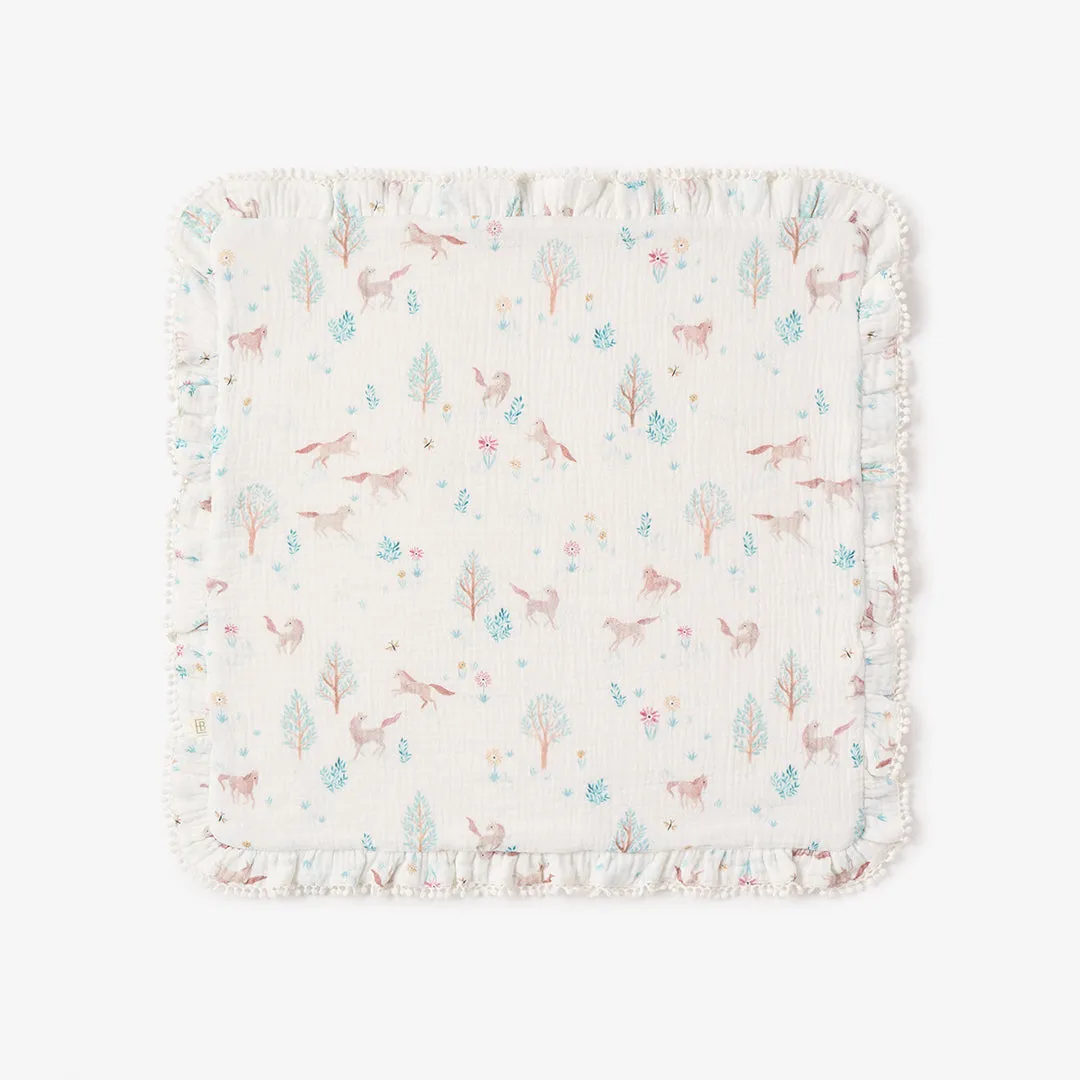 Pony Meadow Organic Muslin Fur Back Security Blanket