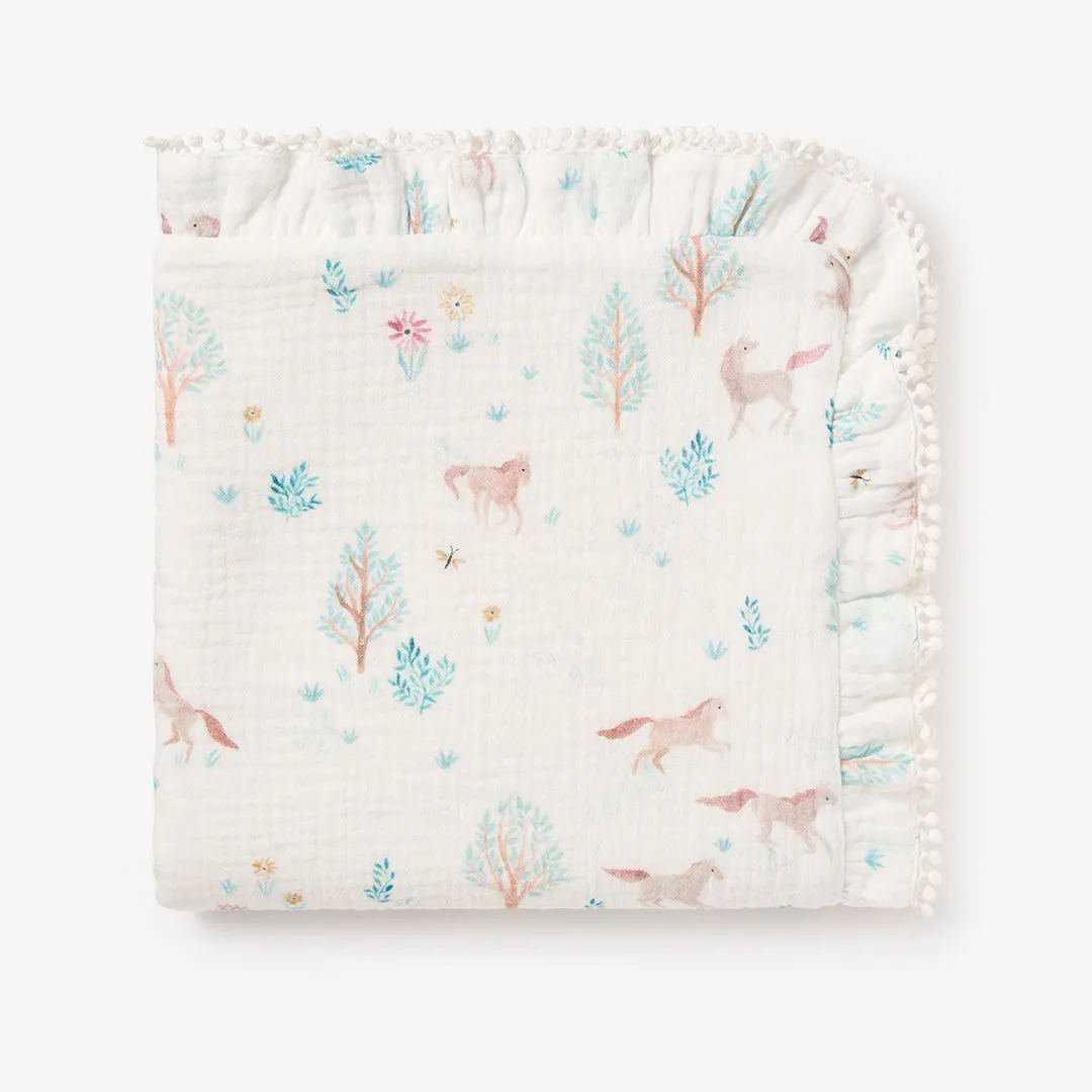 Pony Meadow Organic Muslin Fur Back Security Blanket