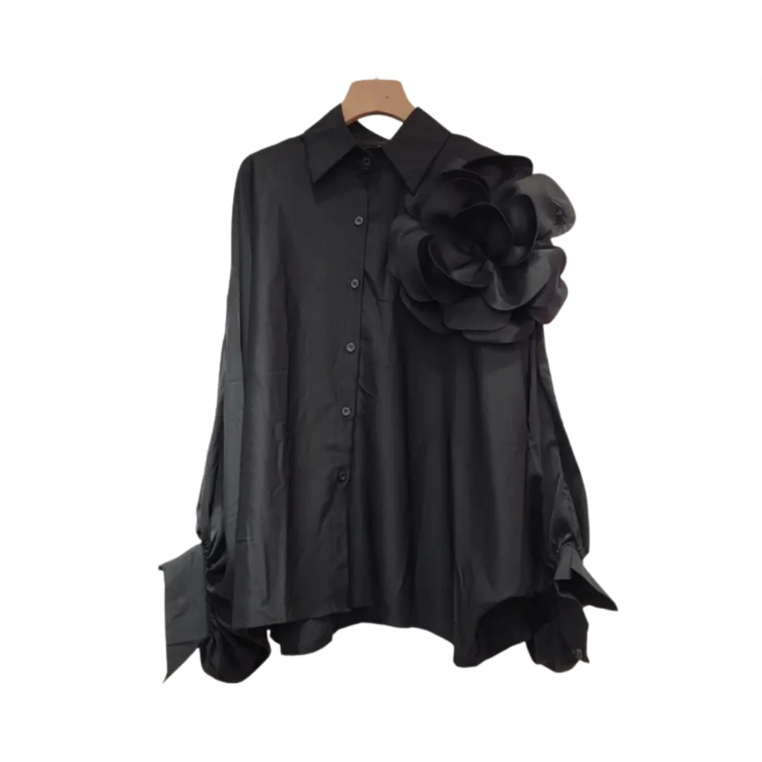 Pre Order:  3D Flower Long Lantern Sleeves Shirt