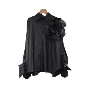 Pre Order:  3D Flower Long Lantern Sleeves Shirt