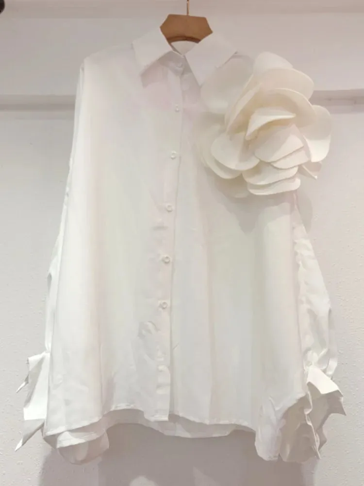 Pre Order:  3D Flower Long Lantern Sleeves Shirt