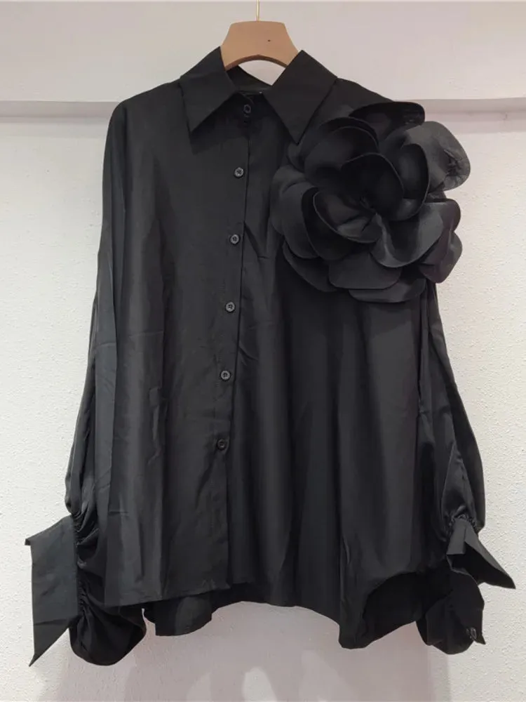 Pre Order:  3D Flower Long Lantern Sleeves Shirt