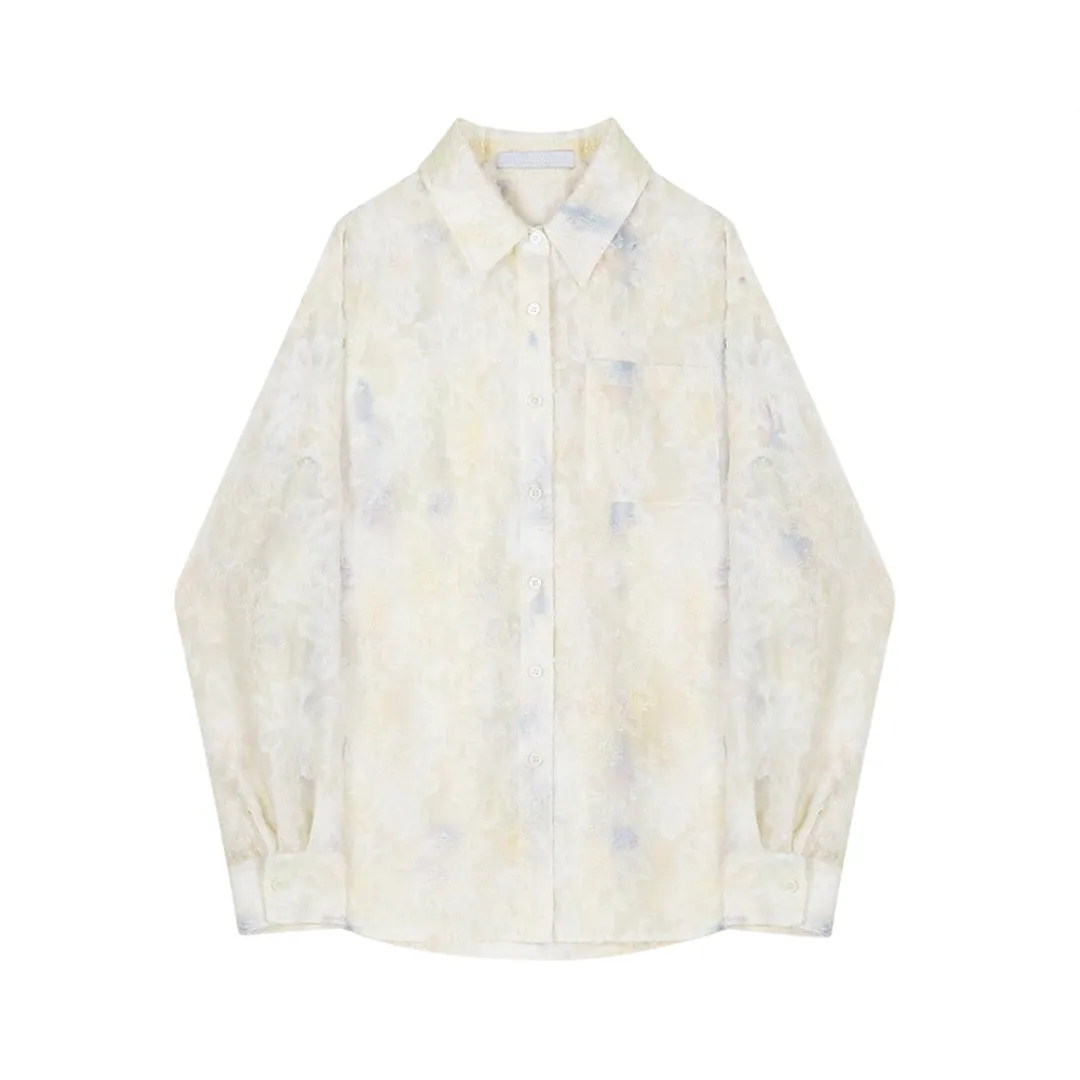 Pre Order:  Jacquard Long Sleeve Loose Printed Shirt