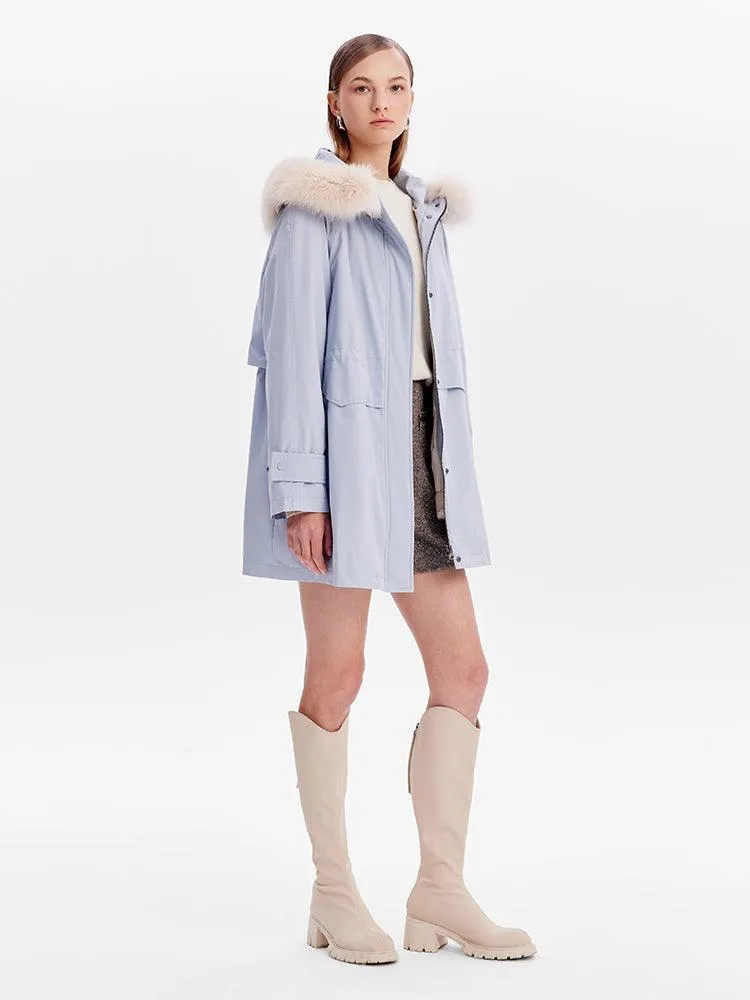 Removable Fox Fur Parka Coat