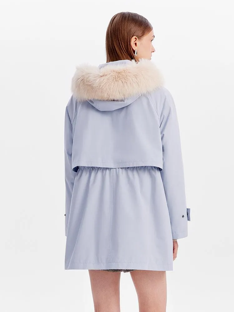 Removable Fox Fur Parka Coat