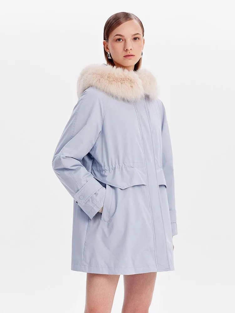 Removable Fox Fur Parka Coat