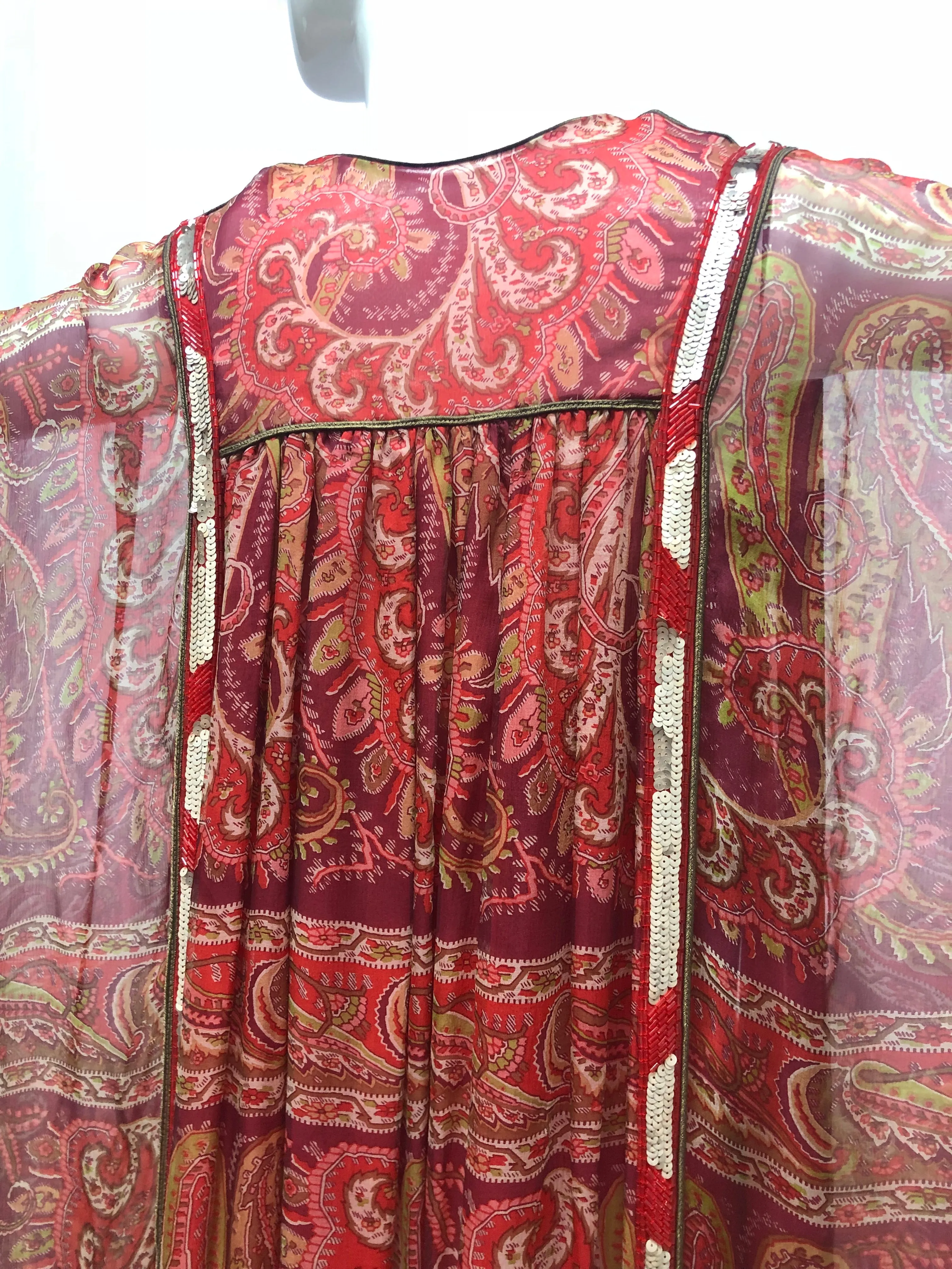 Reserved Thea Porter Red Sequin Chiffon Caftan