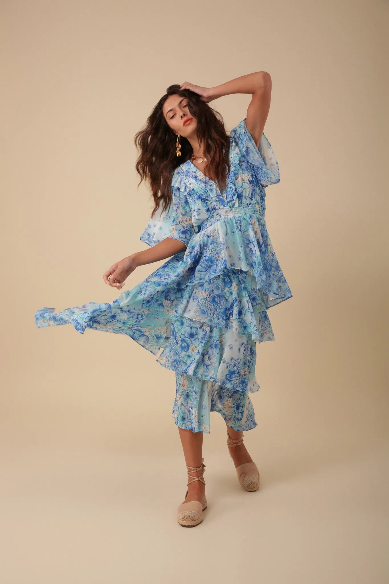 Ruffle V-Neck Dress