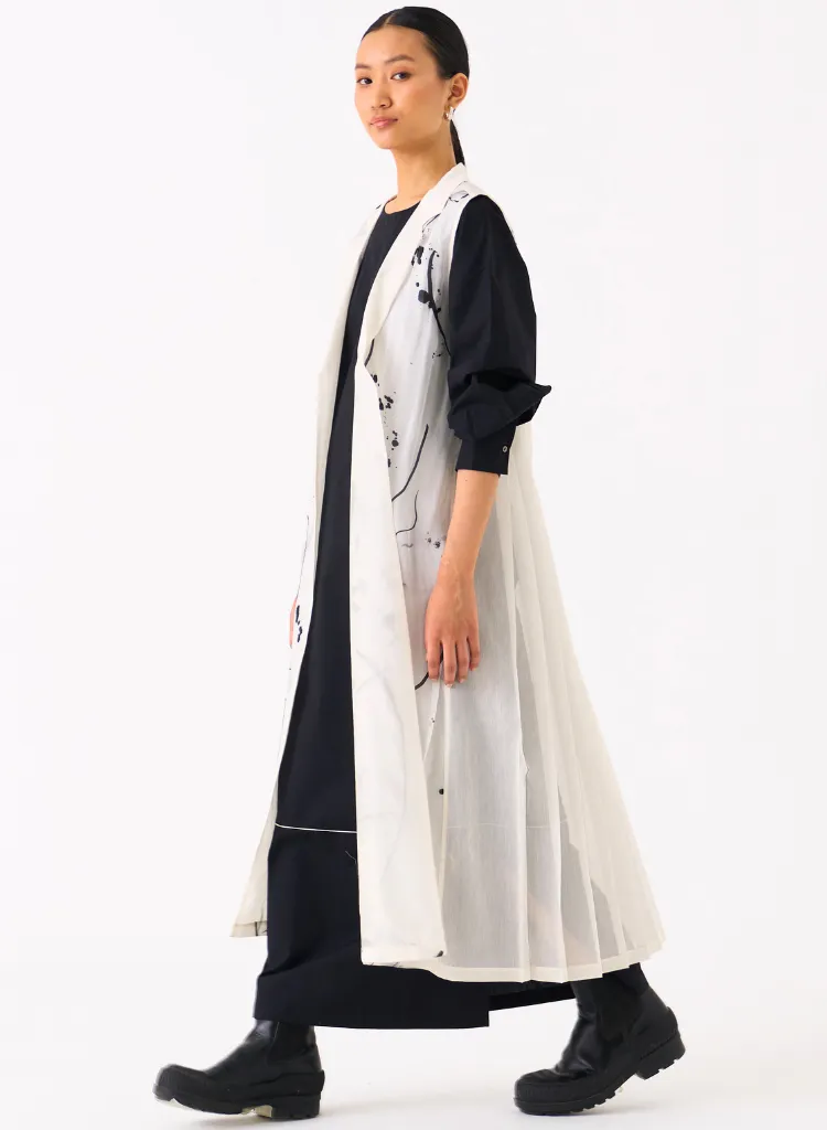 Sleeveless Back Pleat Jacket Set
