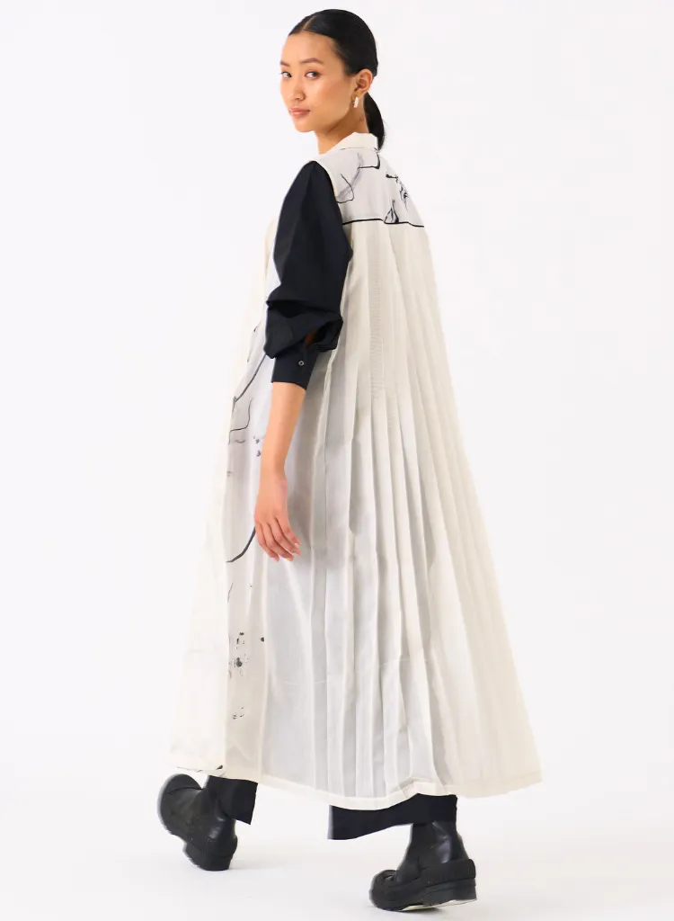 Sleeveless Back Pleat Jacket Set
