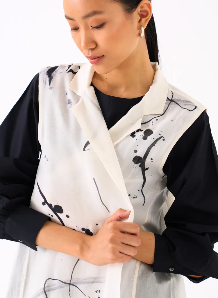 Sleeveless Back Pleat Jacket Set