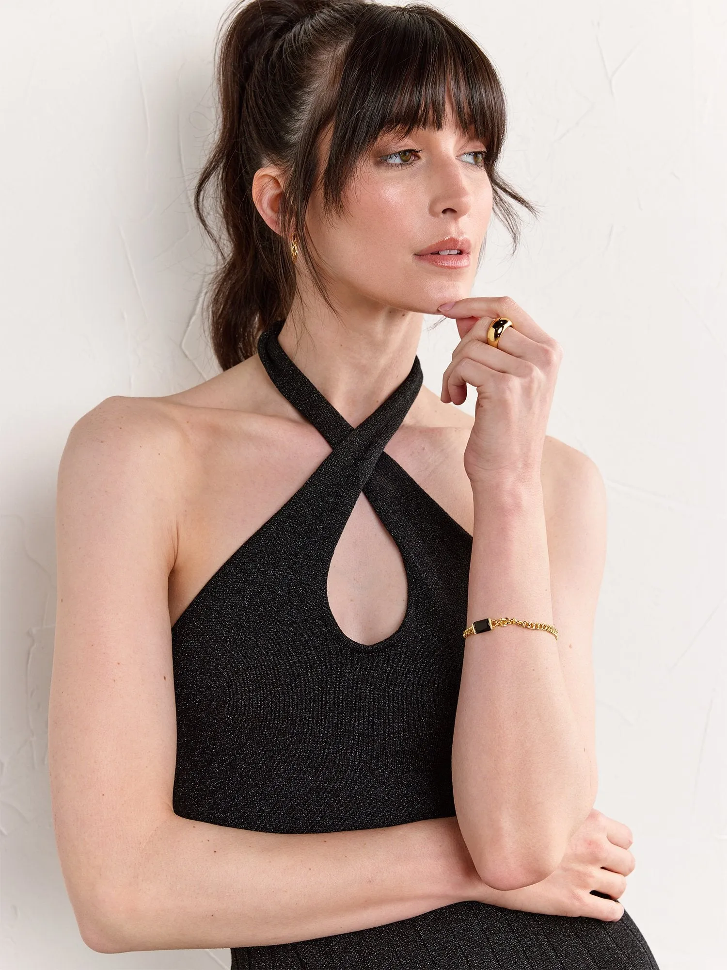 Sleeveless Lurex Knit Midi Dress - Crescent