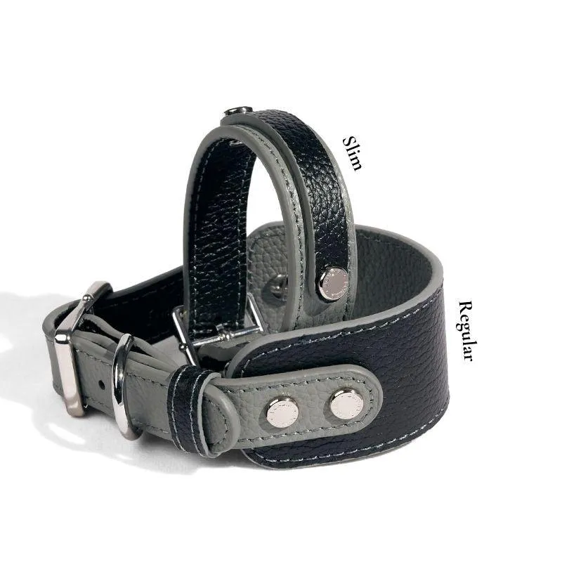 Slim Indigo Leather Collar