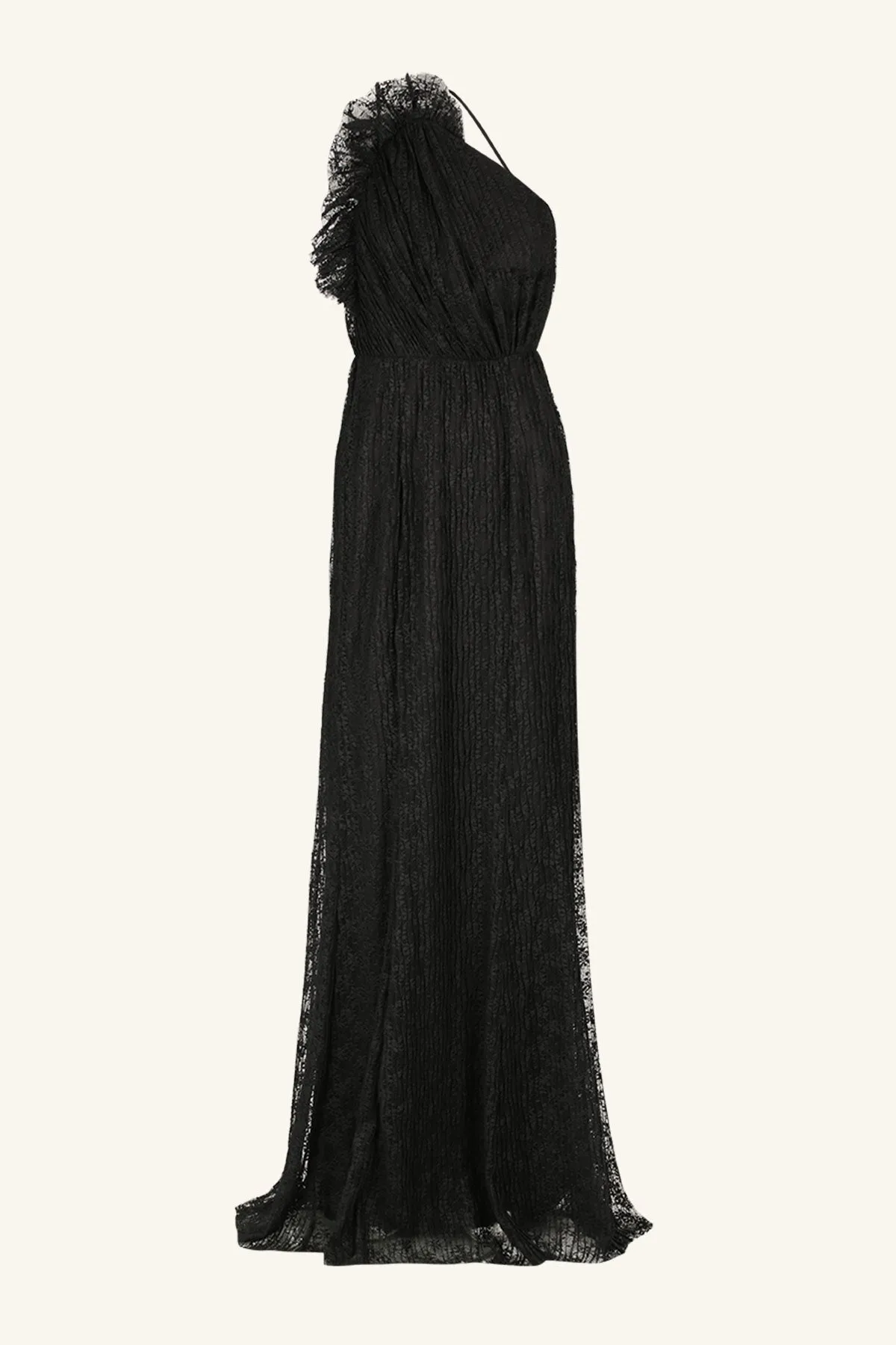 SOL LACE ASYMMETRICAL DETAIL MAXI DRESS - BLACK