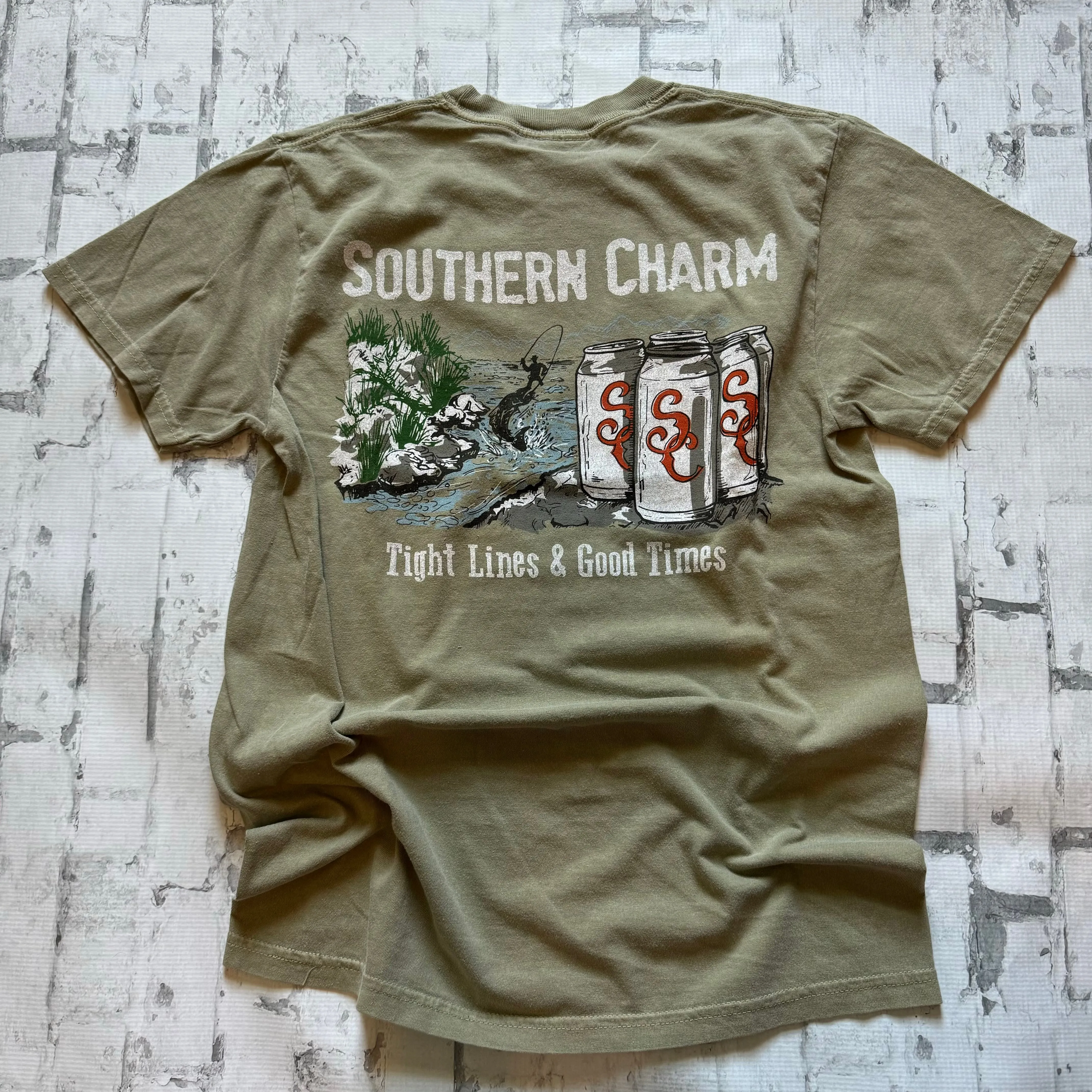 Southern Charm “Tight Lines" Short Sleeve T-shirt - Sage
