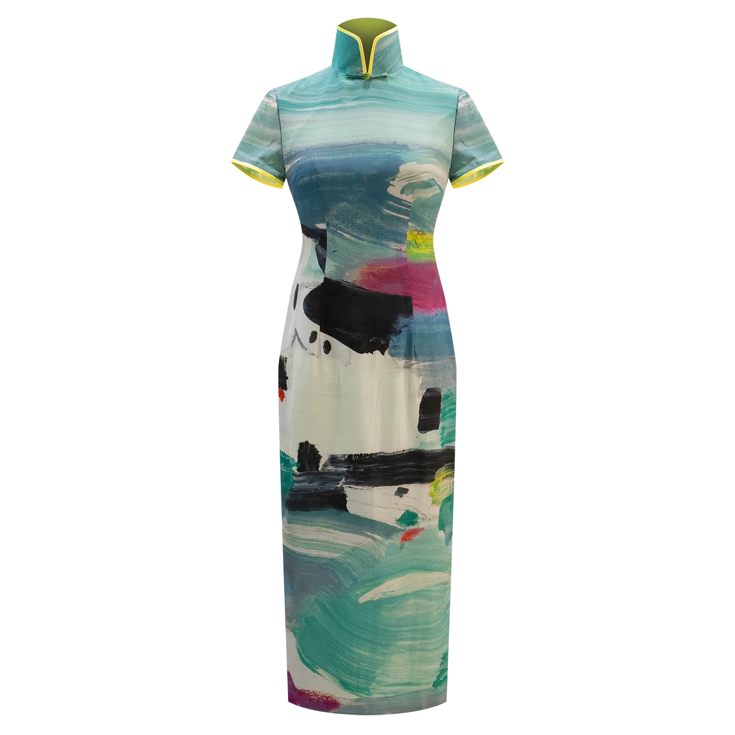 SPARKLE BY KAREN CHAN x HKMoA【LAKE ABODE】100% Silk Cheongsam (Cap Sleeve) (彩湖居) (吳冠中)