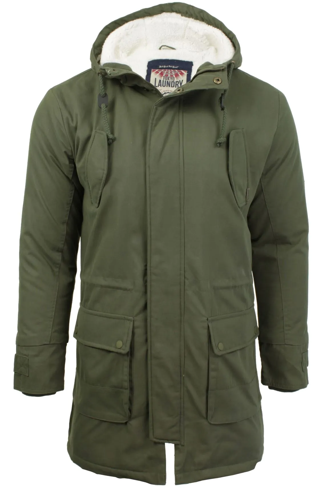 Spellman Borg Lined Parka Jacket in Khaki  - Tokyo Laundry