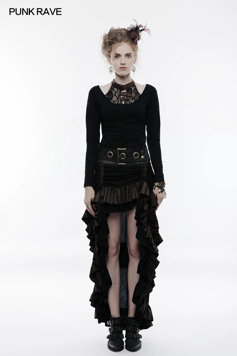Steampunk Cotton And Linen Layered Punk Skirt