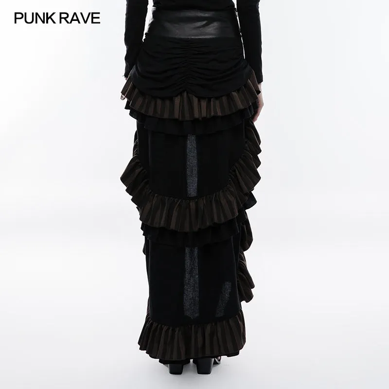 Steampunk Cotton And Linen Layered Punk Skirt