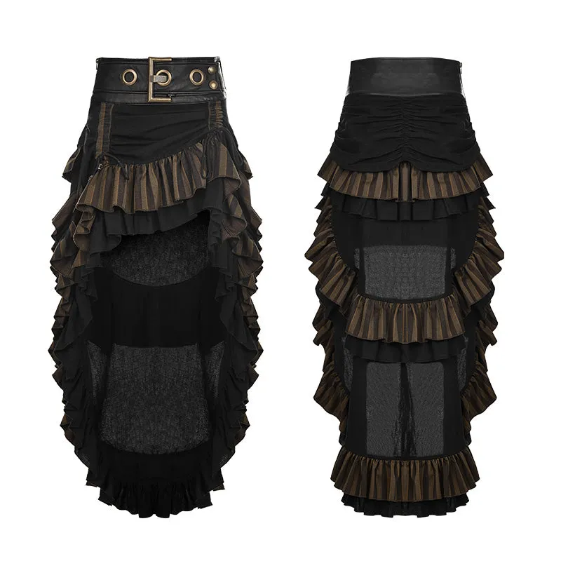 Steampunk Cotton And Linen Layered Punk Skirt