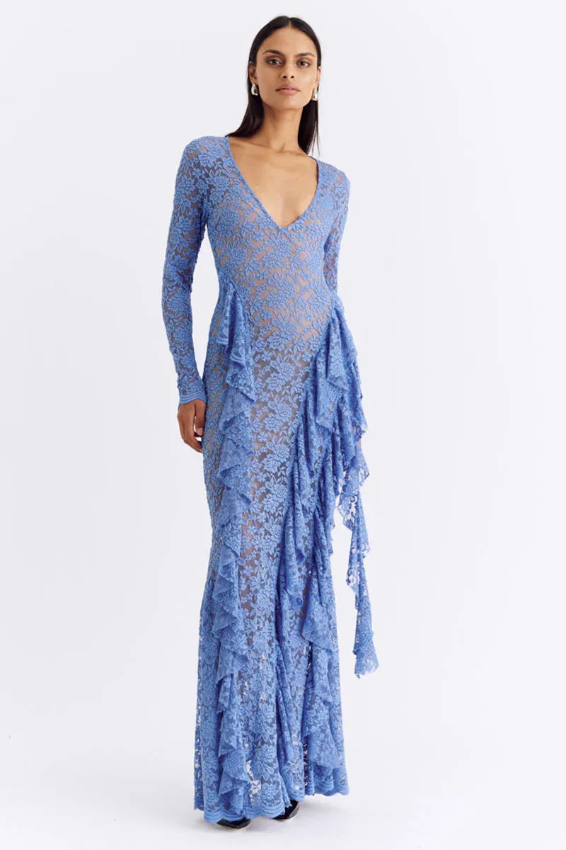 Suboo Gemma Lace Long Sleeve Dress - Cornflower