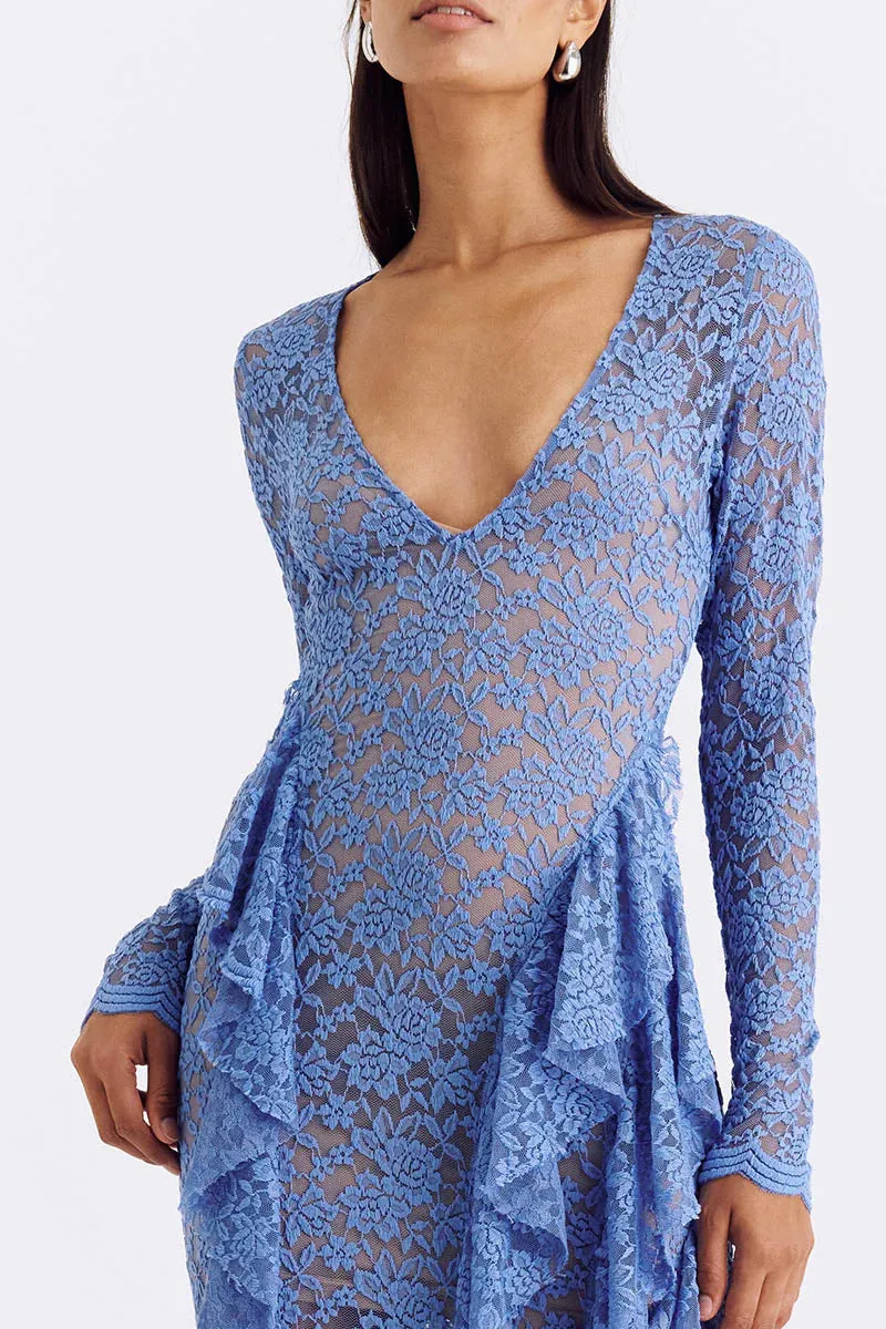 Suboo Gemma Lace Long Sleeve Dress - Cornflower