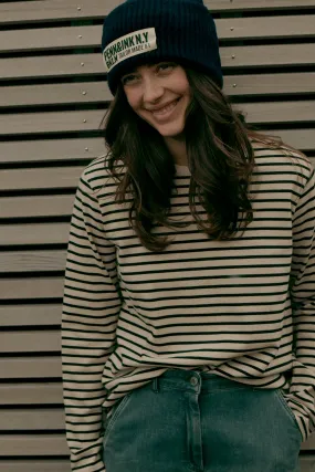 SWEATER STRIPE (W24F1517) VANILLA - BLACK