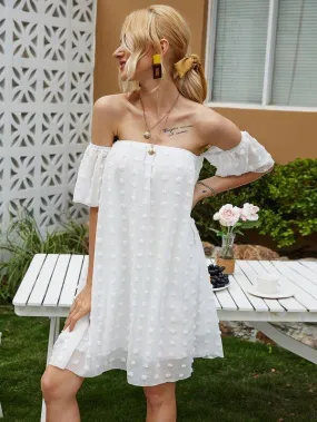 Swiss Dot Bardot Tunic Dress