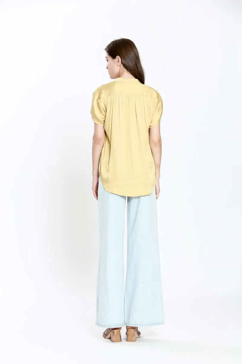 The Imala Short Sleeve Fluid Blouse - Yellow