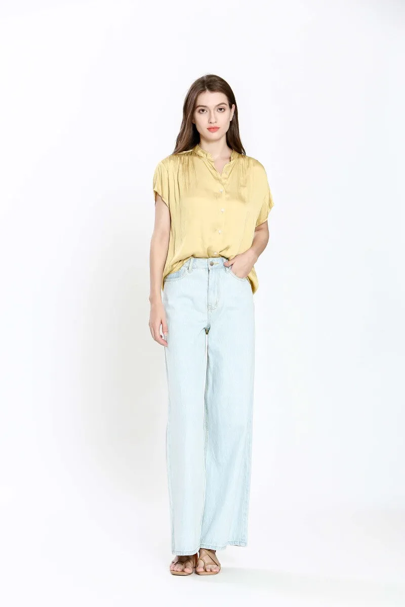 The Imala Short Sleeve Fluid Blouse - Yellow