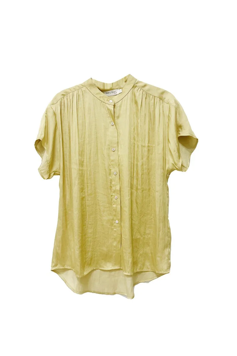 The Imala Short Sleeve Fluid Blouse - Yellow