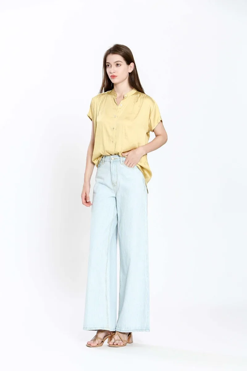 The Imala Short Sleeve Fluid Blouse - Yellow