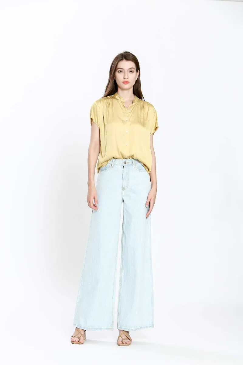 The Imala Short Sleeve Fluid Blouse - Yellow