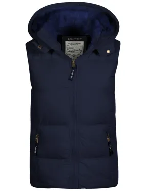 Tokyo Laundry navy blue fur hood gilet