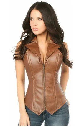 Top Drawer Faux Leather Steel Boned Corset
