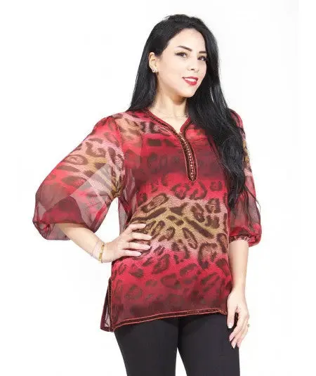 Traditional tunic-Pink Red