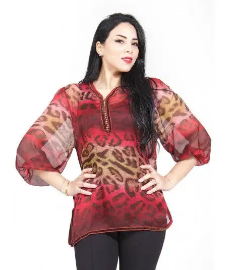 Traditional tunic-Pink Red