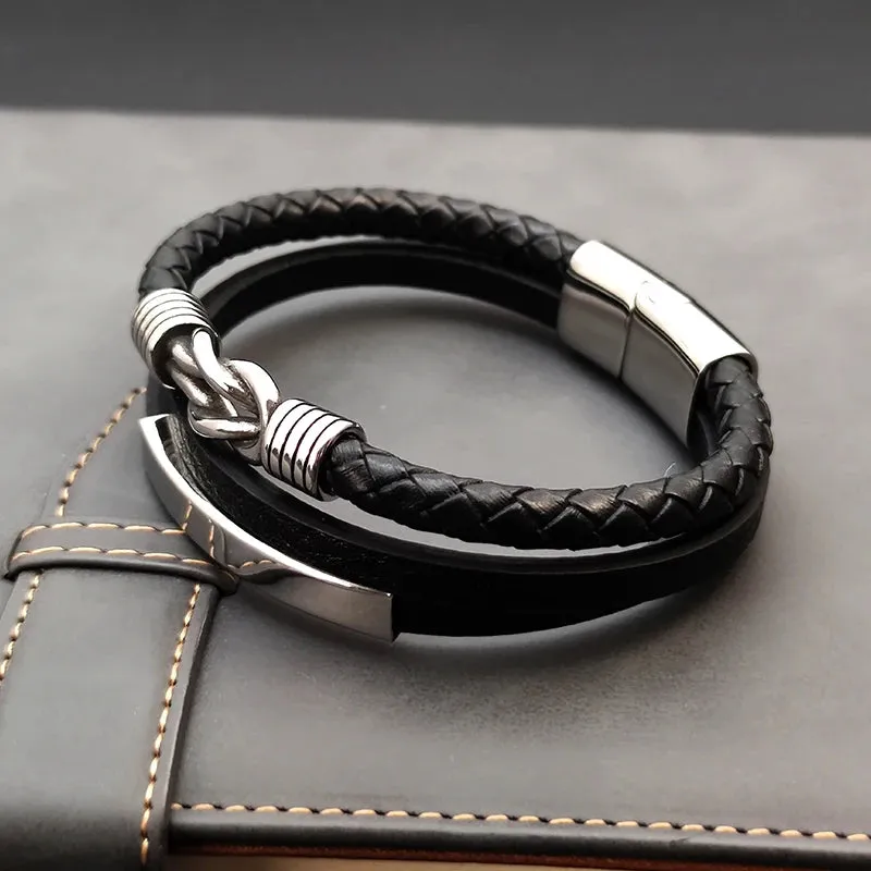 Triple layer leather bracelet