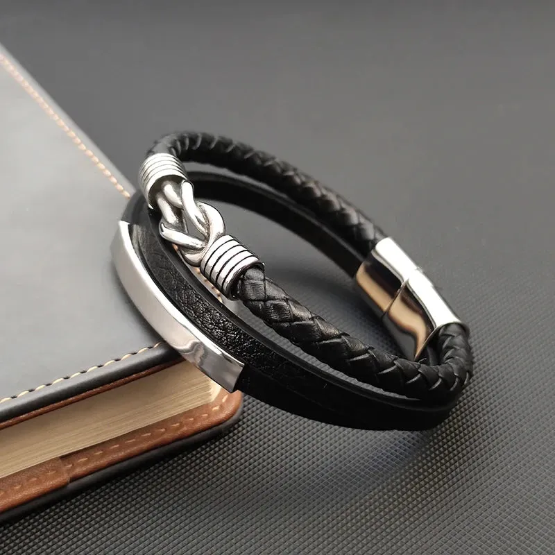 Triple layer leather bracelet