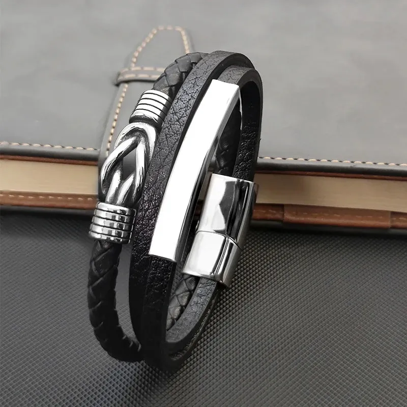 Triple layer leather bracelet