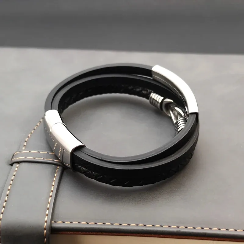 Triple layer leather bracelet
