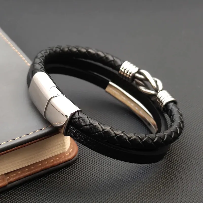 Triple layer leather bracelet