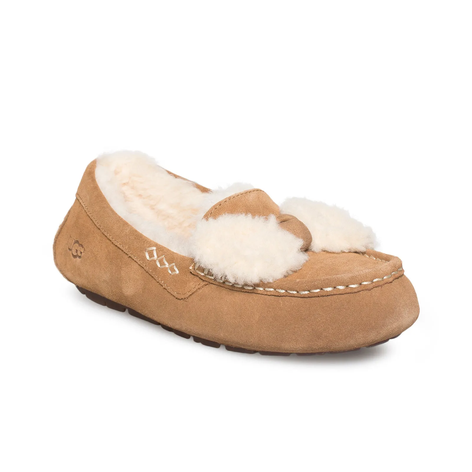 UGG Ansley Fur Bow Chestnut Slippers