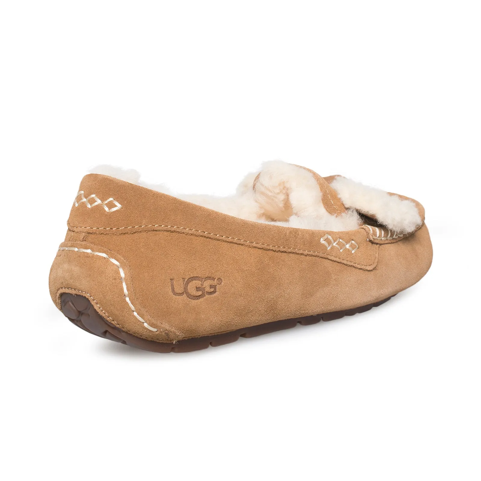 UGG Ansley Fur Bow Chestnut Slippers