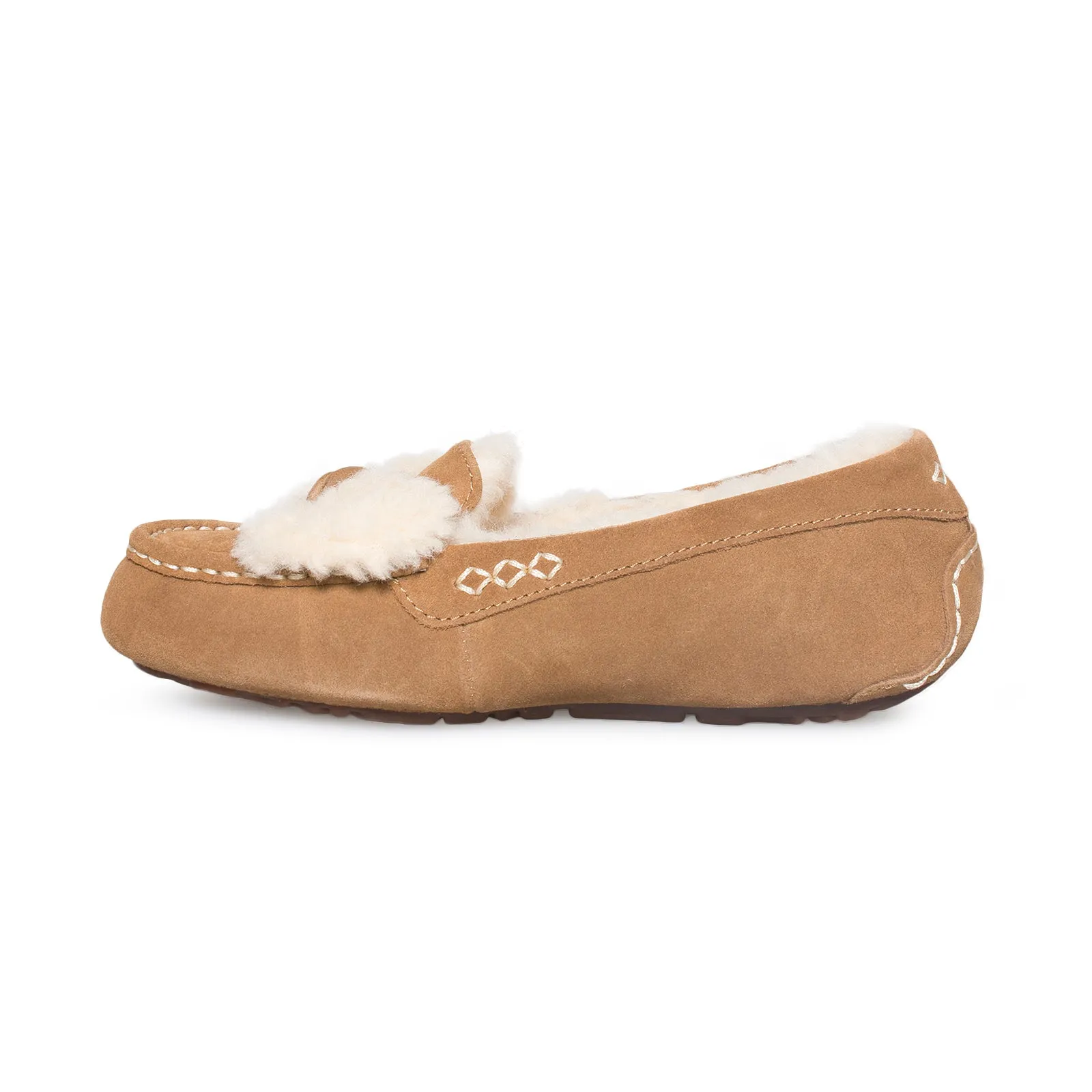 UGG Ansley Fur Bow Chestnut Slippers