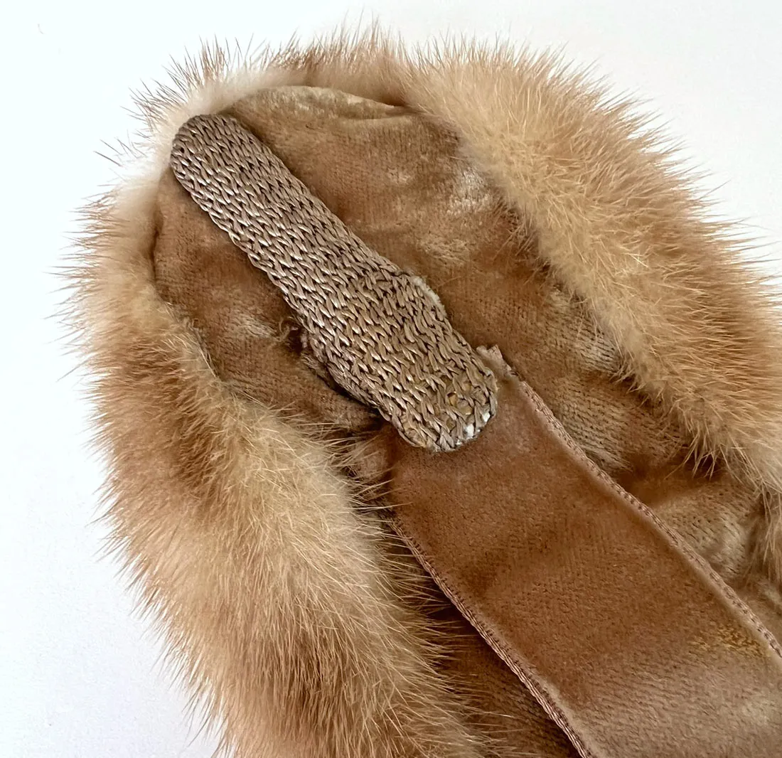 Vintage Mink Collar Palomino Small Fur Stole Clips Women's Girl's Little Princess VFG