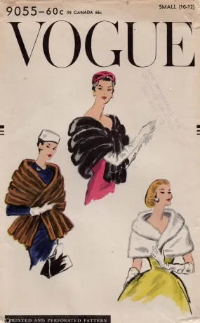 Vogue 9055 Womens Evening Cape & Stole 1950s Vintage Sewing Pattern SMALL 8 - 10 UNCUT Factory Folded