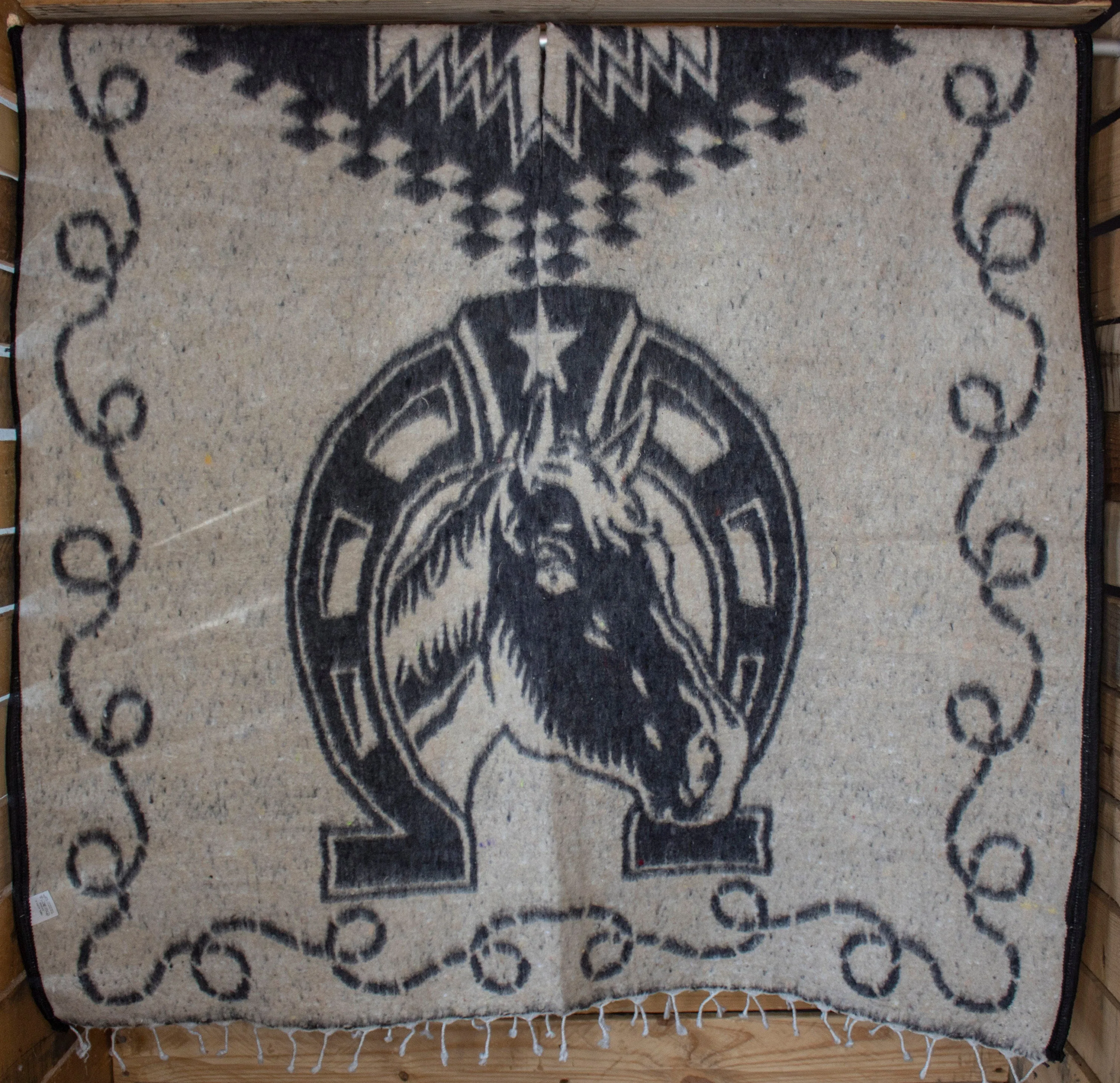 Western 2 sided cowboy horse caballo Mexican reversible PONCHO REBOZO ZARAPE